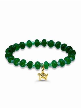 belk Green Bead Stretch Bracelet with Gold Star Charm